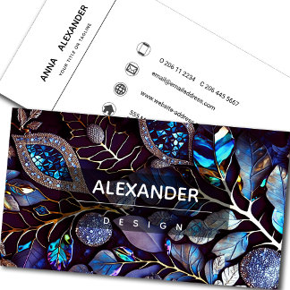 Iridescent Crystal Gemstones, Blue, Lavender Business Card