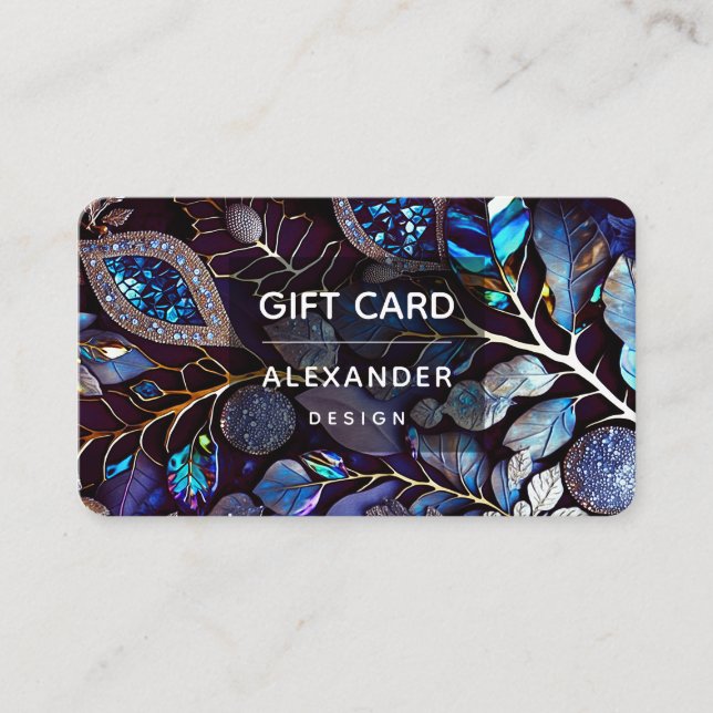 Iridescent Crystal Gemstones, Blue, Lavender Business Card (Front)