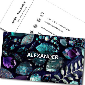 Iridescent Crystal Gemstones, Blue,Teal,Purple Business Card