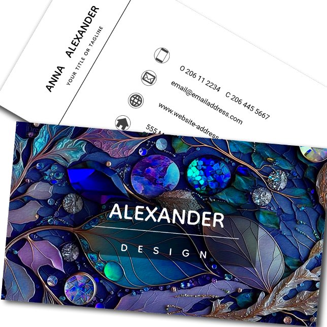 Iridescent Crystal Gemstones, Blue,Teal,Purple Business Card (Creator Uploaded)