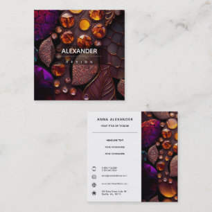 Iridescent Crystal Gemstones, Fuchsia,Bronze,Amber Square Business Card