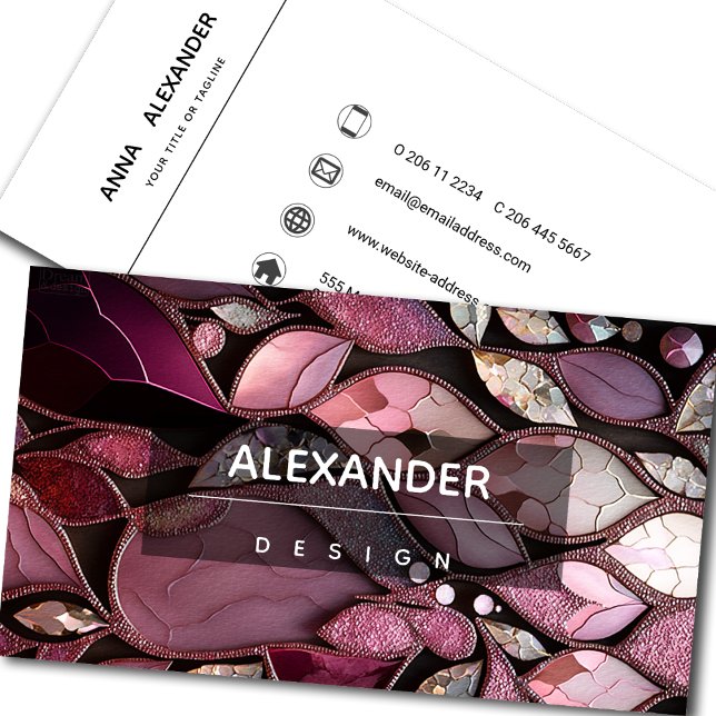 Iridescent Crystal Gemstones, Pink Business Card (Creator Uploaded)