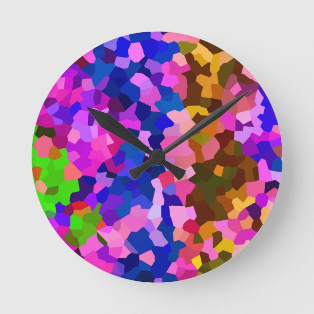 Iridescent Crystalline Abstract Pattern Round Clock (Front)