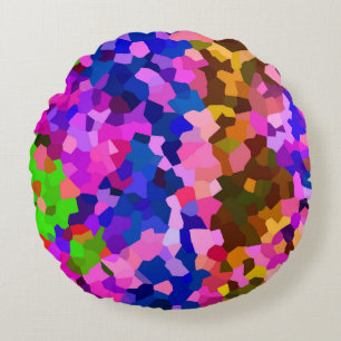Iridescent Crystalline Abstract Pattern Round Cushion