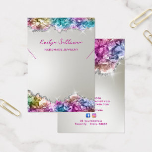 Iridescent crystals necklace display card