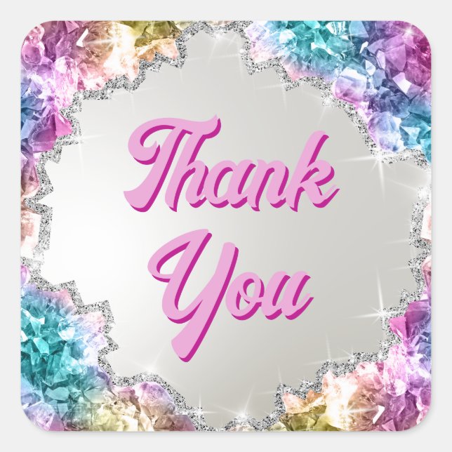 Iridescent crystals square sticker (Front)