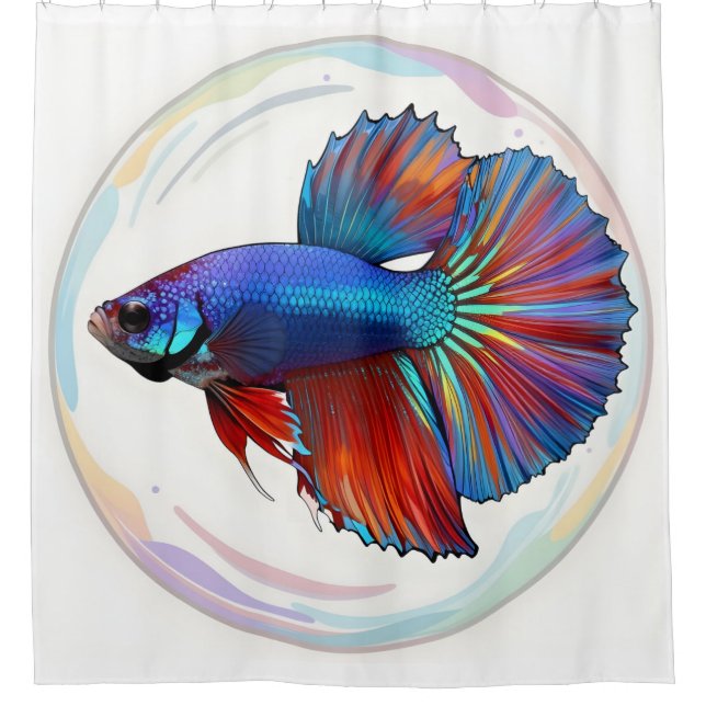 Iridescent Current – Betta Fish Art Shower Curtain (Front)