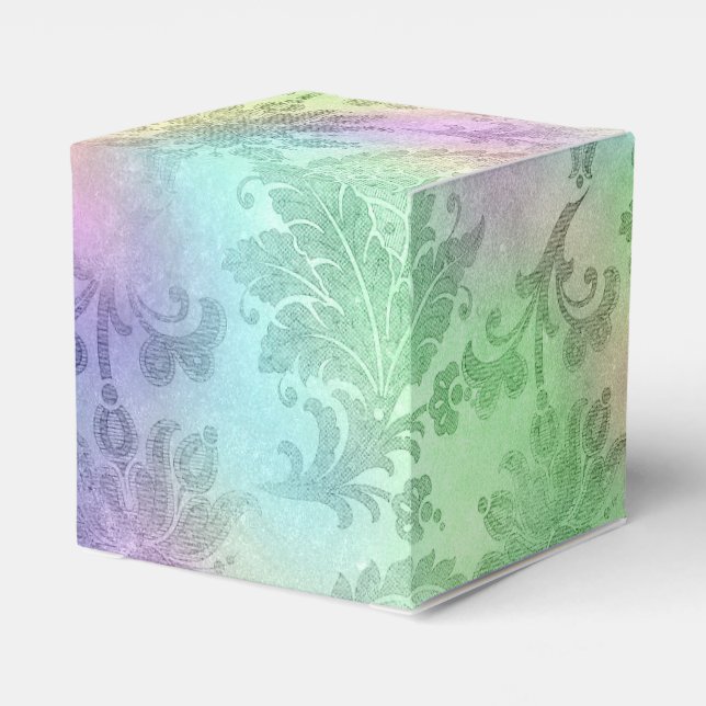 Iridescent Damask Favour Box (Back Side)