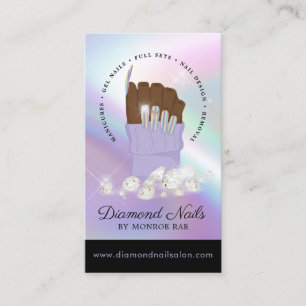 Iridescent Diamond Nail Salon Nail Tech Artist Business Card