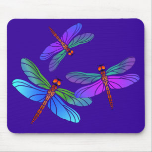 Iridescent Dive Bombing Dragonflies Mouse Mat