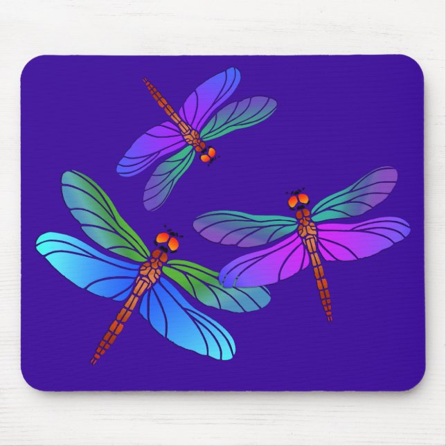 Iridescent Dive Bombing Dragonflies Mouse Mat (Front)