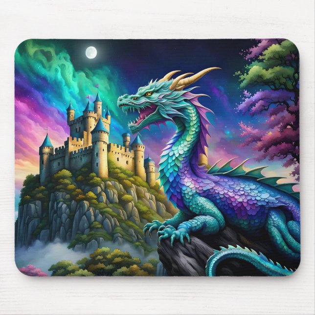 Iridescent Dragon Guards His Land Mouse Mat (Front)