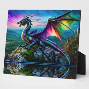 Iridescent Dragon Guards His Land Plaque