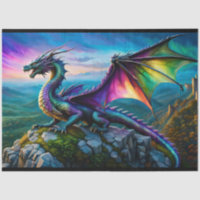 Iridescent Dragon Guards His Land