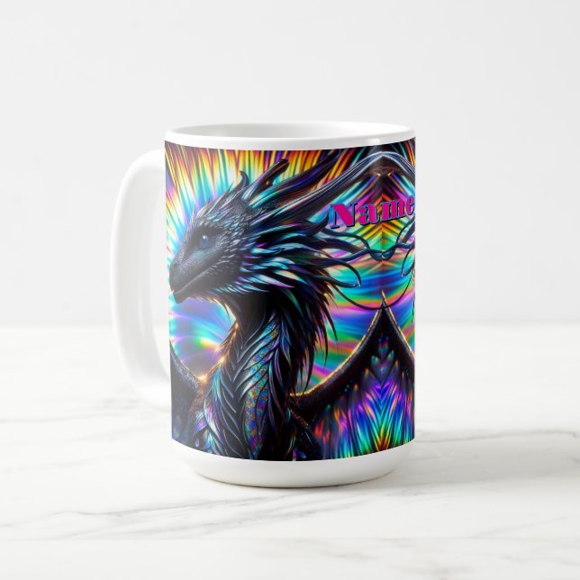  Iridescent Dragon with Vibrant Background Coffee Mug (Front Left)