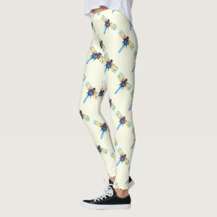 iridescent dragonflies white leggings