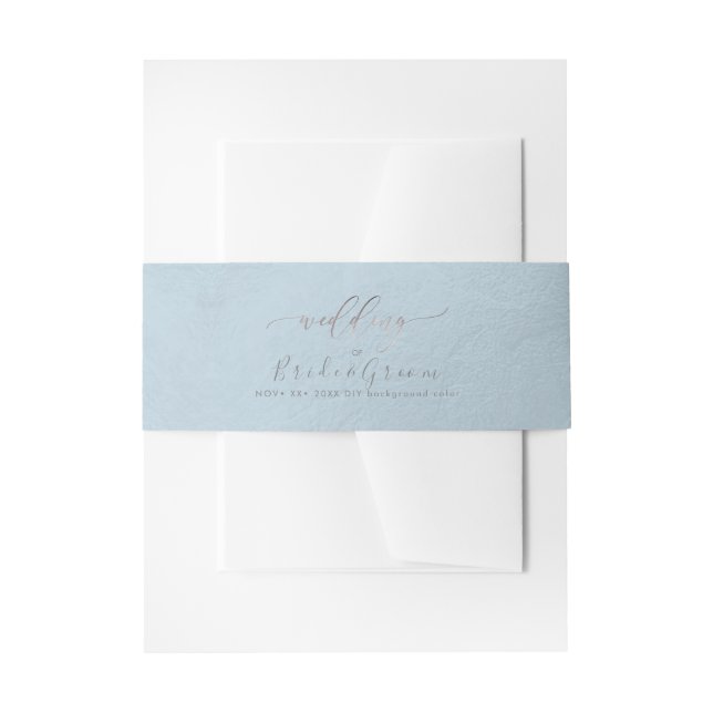 Iridescent Dusty Blue, Wedding Invitation Belly Band (Front Example)