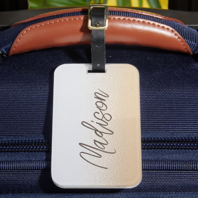 Iridescent Elegant Script Personalised Name Luggage Tag (Front Insitu 2)