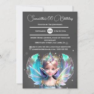 Iridescent fairy princess shimmer whimsical wings invitation