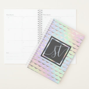 Iridescent Faux Holographic Pattern Monogram Planner