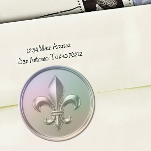 Iridescent Fleur de Lis Envelope Seal Embossed 