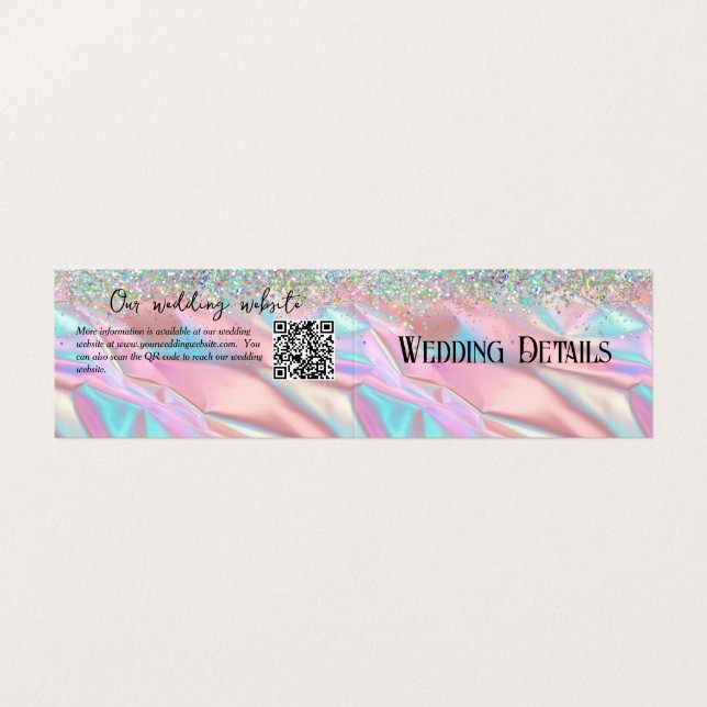 Iridescent Foil and Glitter Wedding Enclosure Card (Outside Unfolded)