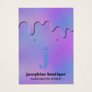 Iridescent Foil Drips Monogram Earring Display