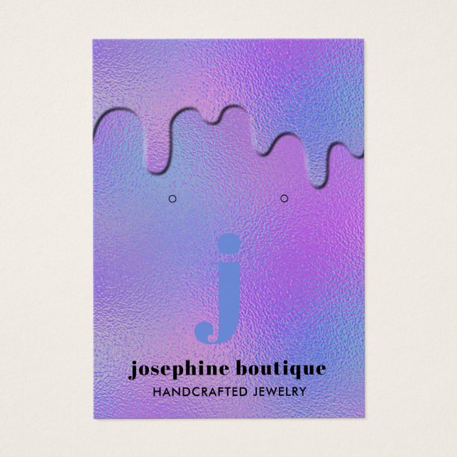 Iridescent Foil Drips Monogram Earring Display (Front)