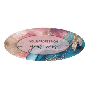 Iridescent gem stone custom name tag
