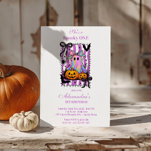 Iridescent Ghost Coquette Bow Spooky One Invitation