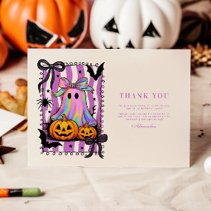 Iridescent Ghost Coquette Bow Spooky One Thank You Card