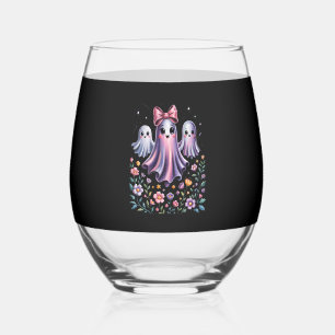 Iridescent Ghost Girly Halloween Stemless Wine Glass