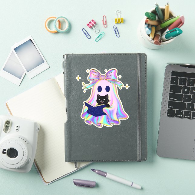 Iridescent ghost with a book and a black cat Class (iPad Cover)