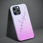 Iridescent Girly Pink Shimmer Personalised Name Case-Mate iPhone 14 Case<br><div class="desc">Iridescent Girly Pink Shimmer Personalised Name iPhone 14 Smart Phone Case features a modern pink and blue iridescent shimmer pattern with your personalised name in purple hand written calligraphy script typography. Designed by ©Evco Studio www.zazzle.com/store/evcostudio</div>