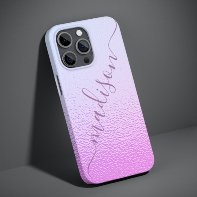 Iridescent Girly Pink Shimmer Personalised Name Case-Mate iPhone Case (Creator Uploaded)