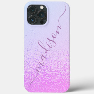 Iridescent Girly Pink Shimmer Personalised Name iPhone 13 Pro Max Case