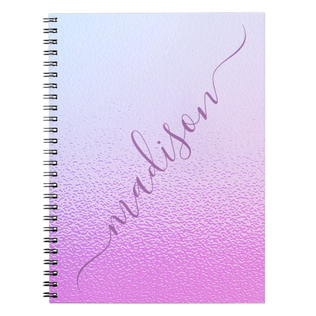Iridescent Girly Pink Shimmer Personalised Name Notebook (Front)