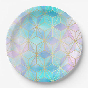 Iridescent Glass Geometric Pattern Paper Plate
