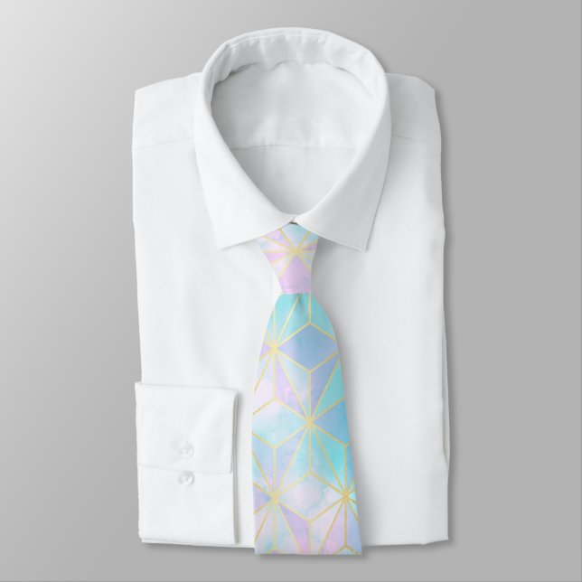Iridescent Glass Geometric Pattern Tie (Tied)