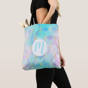 Iridescent Glass Geometric Pattern Tote Bag