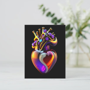 Iridescent Glass Heart Valentine Postcard