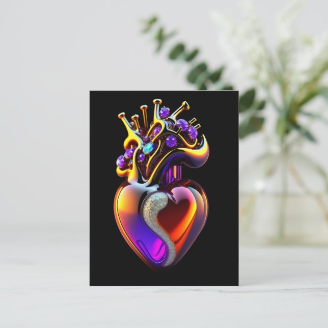Iridescent Glass Heart Valentine  Postcard (Standing Front)