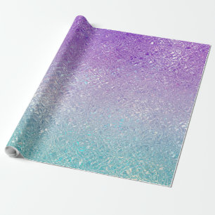 Iridescent glass mint-green and purple ombre wrapping paper