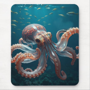 Iridescent Glass Octopus Art   Deep Sea Art Mouse Mat