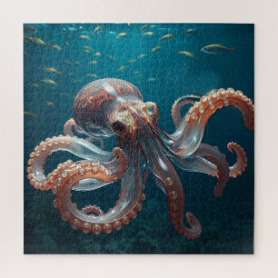 Iridescent Glass Octopus Art   Deep Sea Fantasy   Jigsaw Puzzle