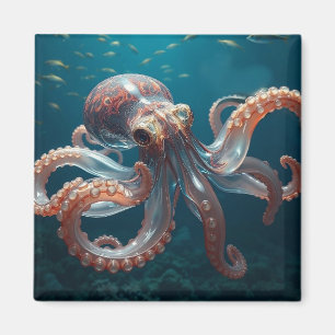 Iridescent Glass Octopus Art   Deep Sea Life Magnet