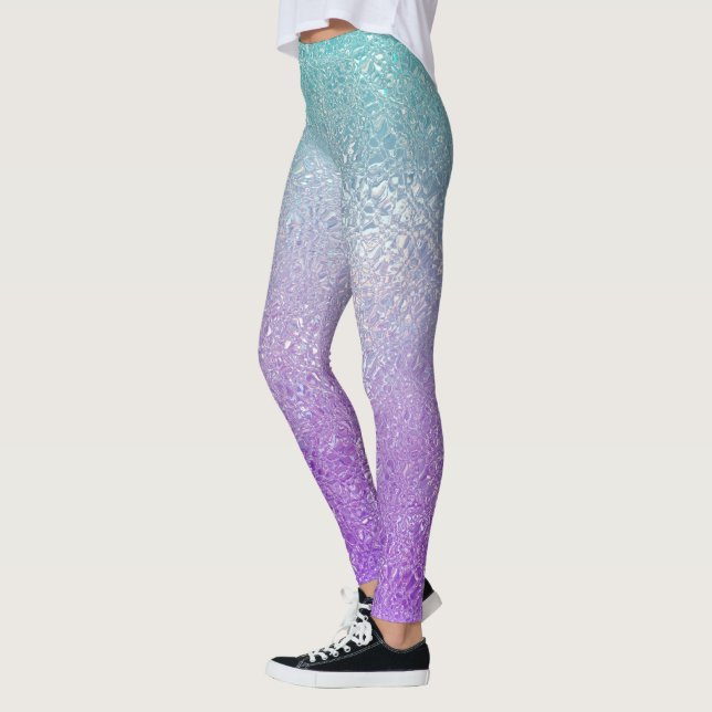 Iridescent glass ombre green to purple leggings (Left)