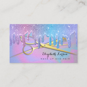 Iridescent Glitter Drips Hair Stylist Beauty Salon Business Card