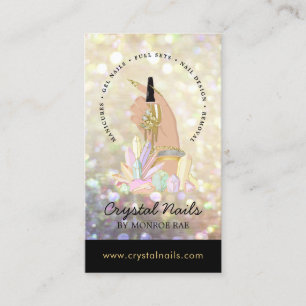 Iridescent Glitter Nail Technician Salon Crystals Business Card