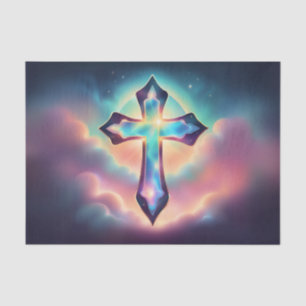 Iridescent Glowing Cross Decoupage Tissue Paper